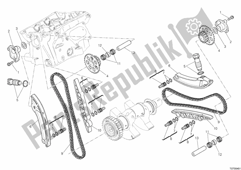 All parts for the Timing Belt of the Ducati Superbike 1199 Panigale S Tricolore USA 2012